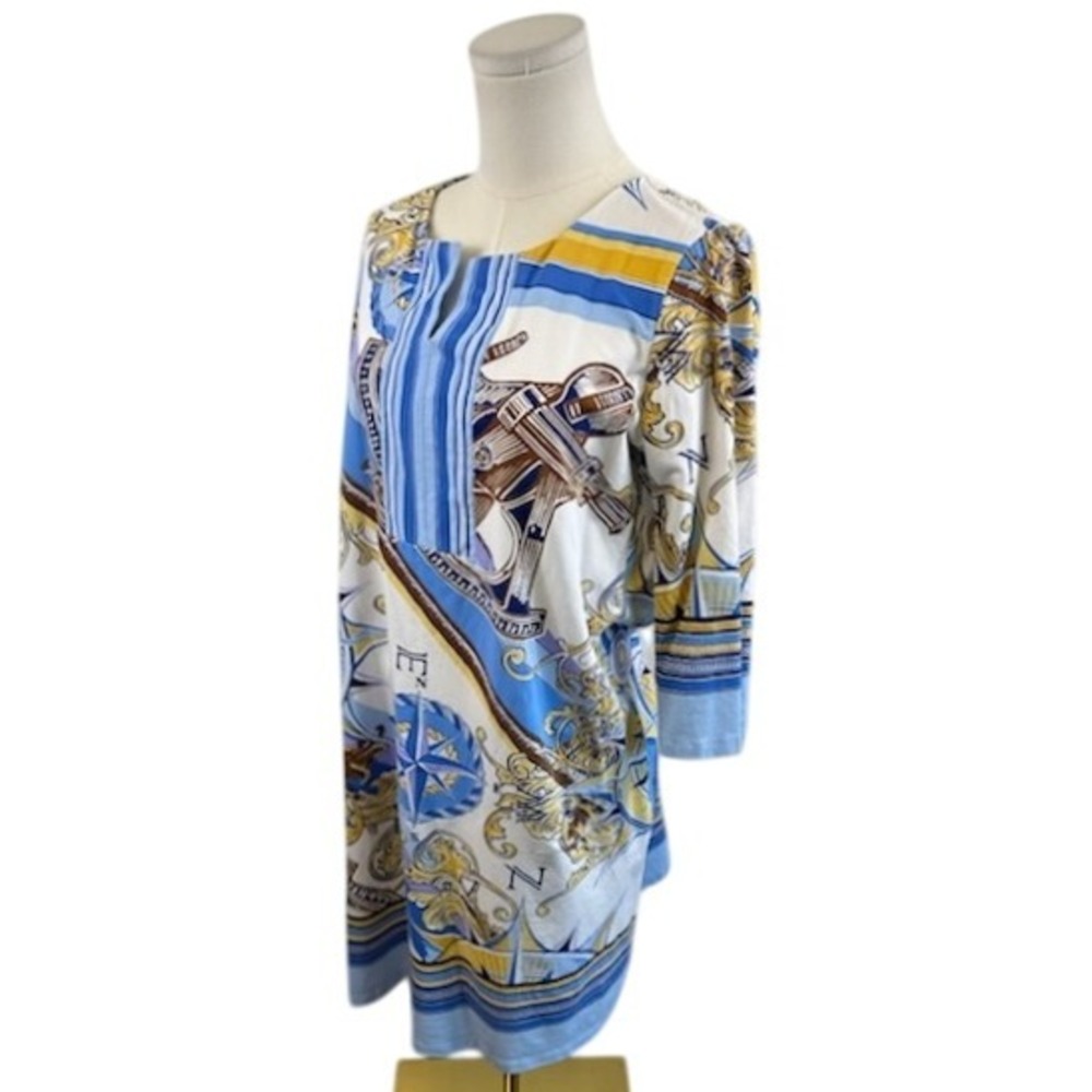 Barbara Erickson Nautical Print Dress Women's Blue White Size‎ Large